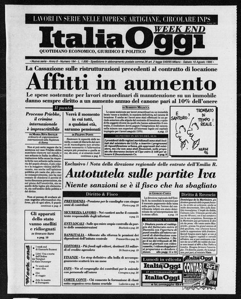 Italia oggi : quotidiano di economia finanza e politica